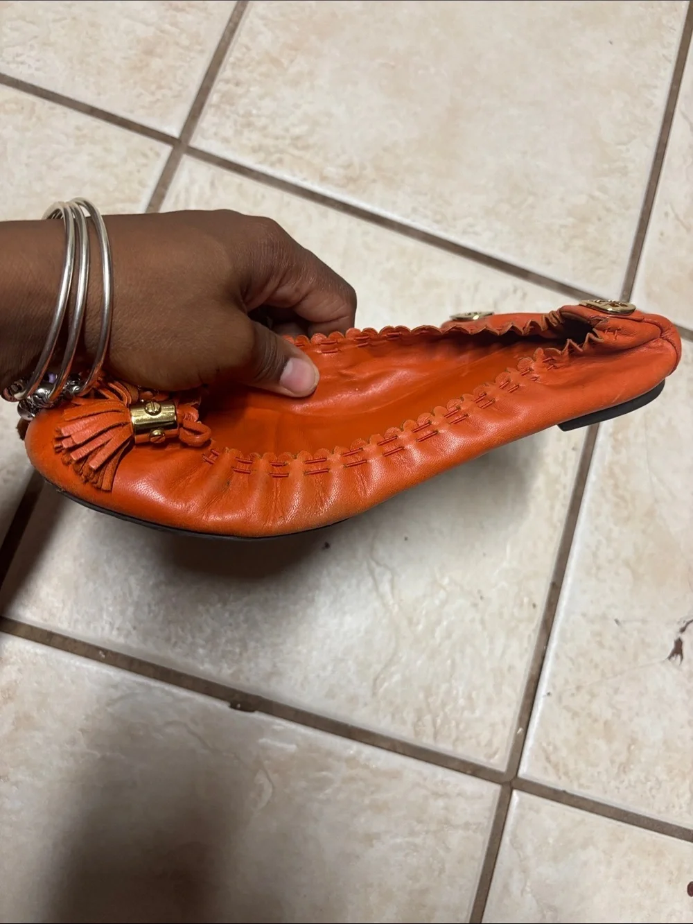 Tory Burch Reese Flat Equestrian Orange 8.5m